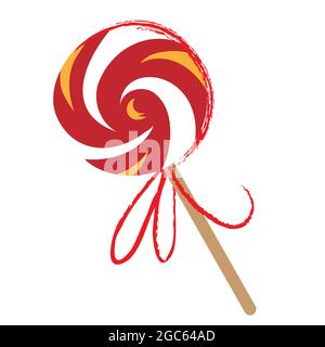 Candy lollipop in red spotted wrapper. Halloween Vector illustration in cartoon style Stock Vector