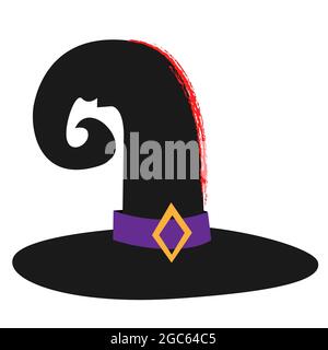 Witch hat. Halloween hat. Vector illustration isolated on white background in cartoon style Stock Vector
