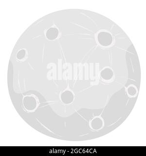 Full moon vector illustration with craters in cartoon style isolated jn white backgeound. Stock Vector