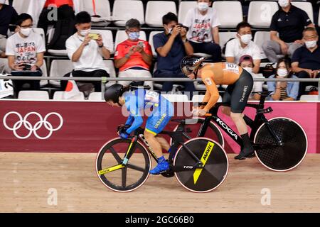 Tokyo, Japan. 07th Aug, 2021. TOKYO, JAPAN - AUGUST 7:  competing on Women's Sprint 1/8 Finals during the Tokyo 2020 Olympic Games at the Izu Velodrome on August 7, 2021 in Tokyo, Japan (Photo by Pim Waslander/Orange Pictures) NOCNSF Credit: Orange Pics BV/Alamy Live News Stock Photo