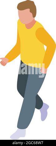 Schoolboy evacuation icon isometric vector. Fire emergency. Boy safety Stock Vector