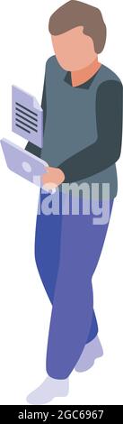 Tablet document icon isometric vector. Digital electronic. Online table Stock Vector