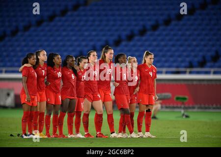 Tokyo, Japan. 06th Aug, 2021. Canada Team during the Olympic Games Tokyo 2020, Football Women's Gold Medal Match between Sweden and Canada on August 6, 2021 at International Stadium Yokohama in Yokohama, Japan - Photo Photo Kishimoto / DPPI Credit: Independent Photo Agency/Alamy Live News Stock Photo