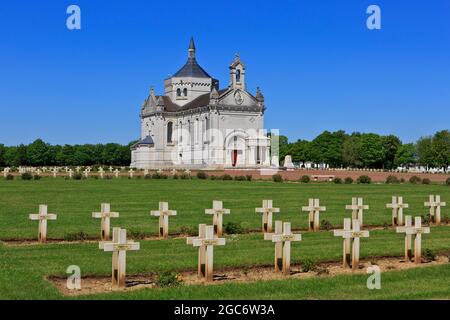 The Notre Dame de Lorette basilica and military cemetery (world's largest French military cemetery) at Ablain-Saint-Nazaire (Pas-de-Calais), France Stock Photo