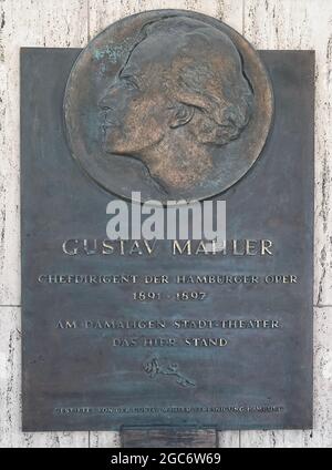 Relief of Gustav Mahler at the Staatsoper, opera in Hamburg in Germany Stock Photo