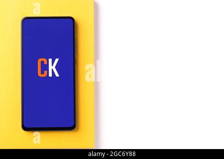 Assam, India - August 6, 2021 : Cashkaro logo on phone screen stock image. Stock Photo