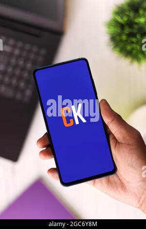 Assam, India - August 6, 2021 : Cashkaro logo on phone screen stock image. Stock Photo