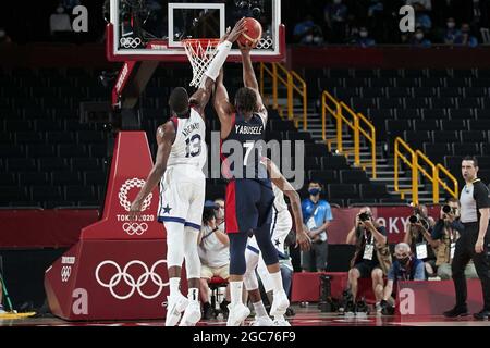 Tokyo, Japan. 07th Aug, 2021. Guerschon YABUSELE (7) of France during the Olympic Games Tokyo 2020, Basketball Gold Medal Game, France - United States on August 7, 2021 at Saitama Super Arena in Tokyo, Japan - Photo Ann-Dee Lamour / CDP MEDIA / DPPI Credit: Independent Photo Agency/Alamy Live News Stock Photo