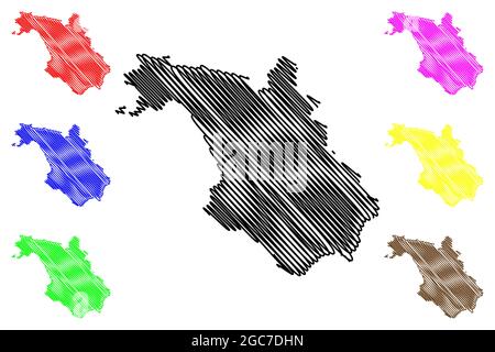 Salerno province (Italy, Italian Republic, Campania region) map vector illustration, scribble sketch Province of Salerno map Stock Vector