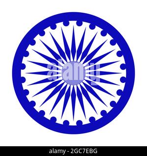 Blue Wheel Indian symbol - (Ashoka Chakra). Ashok Chakra Vector illustration. Stock Photo