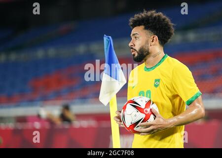 Yokohama, Japan. 07th Aug, 2021. Claudinho (20 Brazil) looks on during the Men's Olympic Football Tournament Tokyo 2020 quarterfinal match between Brazil and Spain at International Stadium Yokohama in Yokohama, Japan. Credit: SPP Sport Press Photo. /Alamy Live News Stock Photo