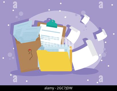 folder and envelope paperwork icons Stock Vector