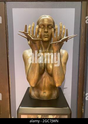 September 11th: A Memorial: Sculptor, Meredith Bergman, 2012, Bronze, steel, glass, fragments from the rubble of the World Trade Center. Collection of the Cathedral of St. John the Divine, New York City. Stock Photo