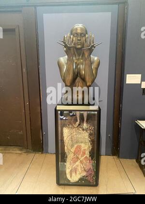 September 11th: A Memorial: Sculptor, Meredith Bergmann, 2012, Bronze, steel, glass, fragments from the rubble of the World Trade Center. Colledtion of the Cathedral of St. John the Divine, New York City. Stock Photo