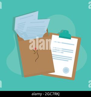 envelope and checklist paperwork icon Stock Vector
