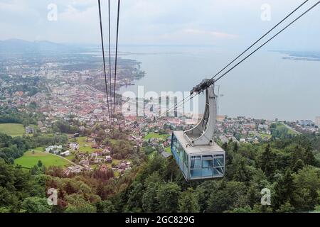 Pfander Cable Car in Austria, Bregenz with view of the city Stock Photo
