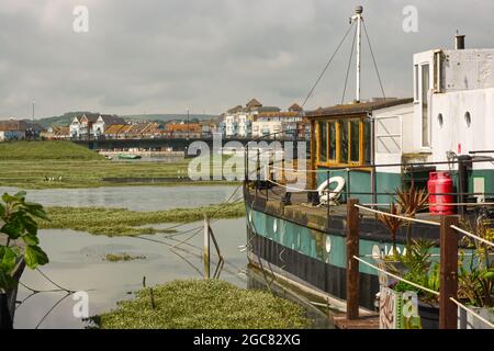 Houseboats moored on River Adur at Shoreham, West Sussex, England