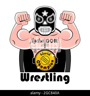Mexican Wrestler Battle Acrobat Fighter Lucha Libre, vector illustration Stock Vector