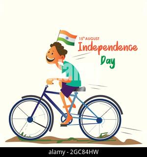 Independence Day in India. Greeting card with funny cartoon character.  Indian bearded man in a turban holding national flag. Vector illustration  Stock Vector Image & Art - Alamy