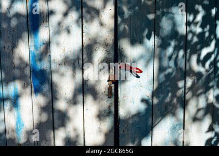 details of old wooden doors. texture of paint Stock Photo