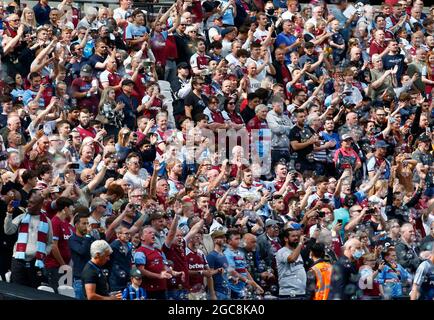 London, UK. 07th Aug, 2021. London, England - August 07:West HamUnited Fans during Betway Cup between West Ham United and Atalanta at London stadium, London, England on 07th August 2021 Credit: Action Foto Sport/Alamy Live News Stock Photo