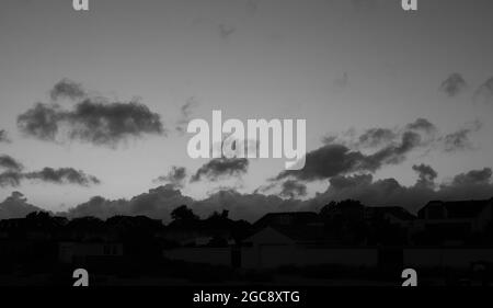 Cloud formations seen on a windy day in summer 2021. Stock Photo