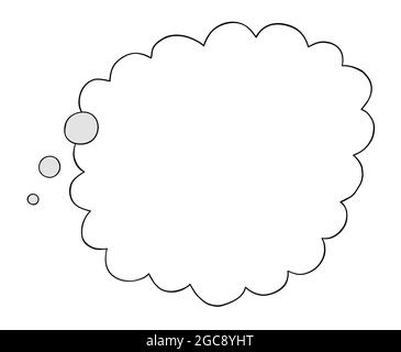 Cartoon blank thought bubble, vector illustration. Colored and black outlines. Stock Vector