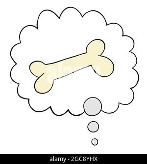Cartoon dog dreaming of bone, vector illustration. Colored and black outlines. Stock Vector