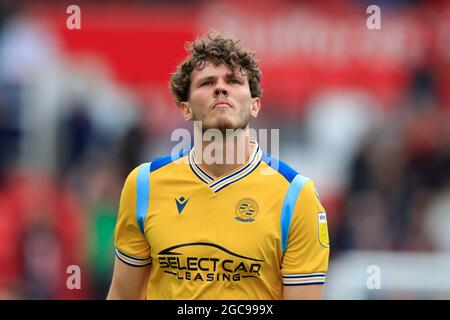 Stoke On Trent, UK. 07th Aug, 2021. Tom Holmes #3 of Reading in Stoke-on-Trent, United Kingdom on 8/7/2021. (Photo by Conor Molloy/News Images/Sipa USA) Credit: Sipa USA/Alamy Live News Stock Photo