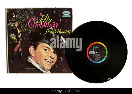 Jazz and easy listening musician, Frank Sinatra music album on vinyl record LP disc. Titled: A Jolly Christmas from Frank Sinatra album cover