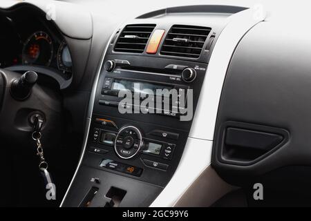 Control panel in a modern car close up Stock Photo
