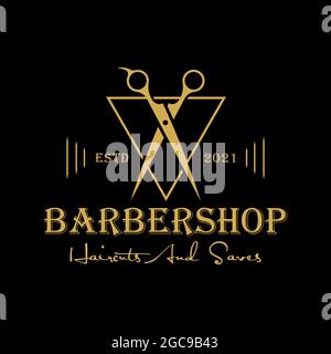 Barbershop Haircuts And Saves Logo Design Vector Template Stock Vector
