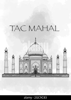 tac mahal illustration drawing grey colors Stock Photo
