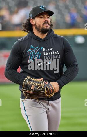 Denver CO, USA. 12th July, 2022. San Diego designated hitter Jorge Alfaro  (38) before the game with San Diego Padres and Colorado Rockies held at  Coors Field in Denver Co. David Seelig/Cal