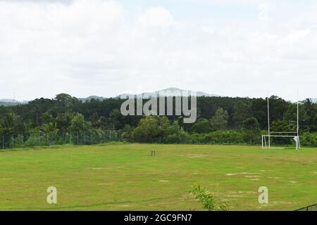 A rugby and football ground. Army Ordinance cricket grounds. Dombagoda. Sri Lanka.