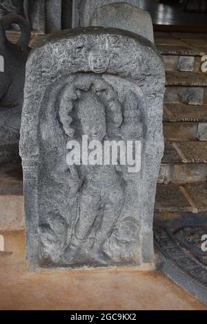 Cement carvings of ancient history of Sri Lanka placed as interior décor at a sports pavilion. Army Ordinance camp Dombagoda. Sri Lanka.