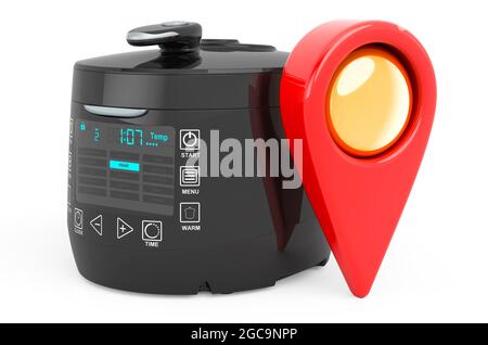 Automatic Multicooker with map pointer. 3D rendering isolated on white ...