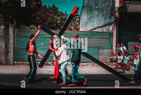 BATAAN, PHILIPPINES - Apr 07, 2017: A Holy Tradition Penitensya in the Philippines Stock Photo