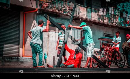 BATAAN, PHILIPPINES - Apr 07, 2017: A Holy Tradition Penitensya in the Philippines Stock Photo