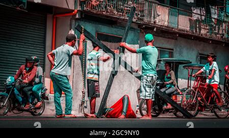 BATAAN, PHILIPPINES - Apr 07, 2017: A Holy Tradition Penitensya in the Philippines Stock Photo