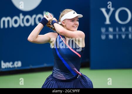 August 07, 2021: Look on Harriet Dart (GBR) during the WTA National Bank Open qualifying round match at IGA Stadium in Montreal, Quebec. David Kirouac/CSM Stock Photo