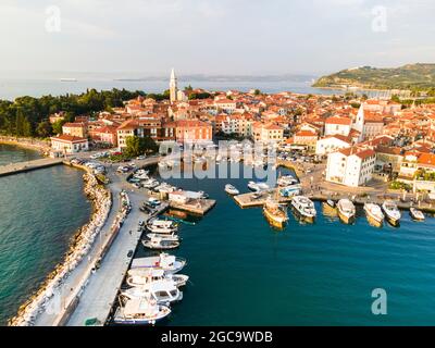 Drone View of Izola in Slovenia. Stock Photo