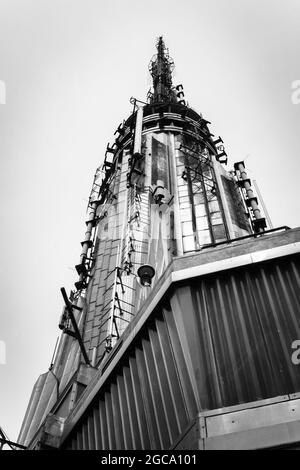 View to the top of the Empire State Building from the 86th Floor Observation Deck, New York City, NY, USA Stock Photo