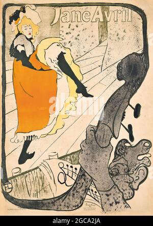 HENRI DE TOULOUSE-LAUTREC (1864-1901) Jane Avril - Vintage Advertisement / old advertising Stock Photo