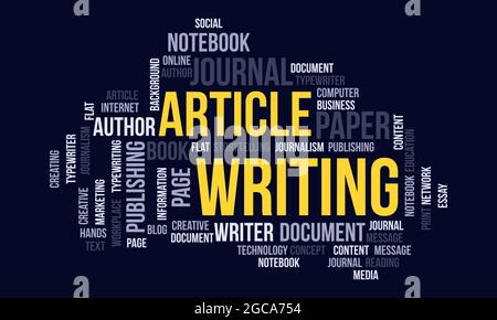 Business Concept Background, Article Writing Word Cloud Design Template Stock Vector
