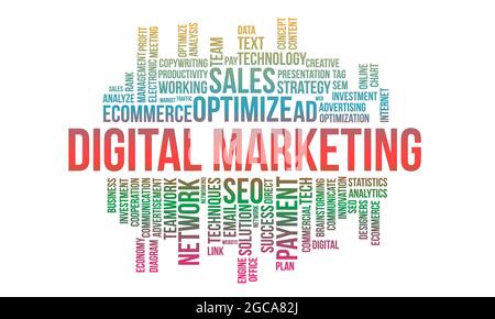 Business Concept, Digital Marketing Word Cloud Vector Template Stock Vector