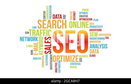Business Concept Background, SEO Word Cloud Stock Vector