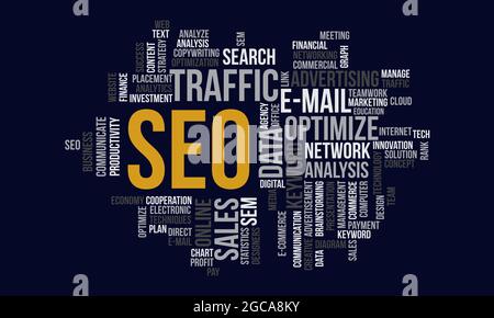 Business Concept Background, SEO Word Cloud Stock Vector