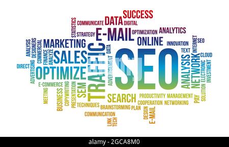Business Concept Background, SEO Word Cloud Stock Vector