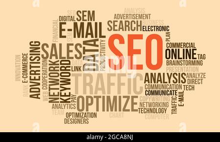 Business Concept Background, SEO Word Cloud Stock Vector